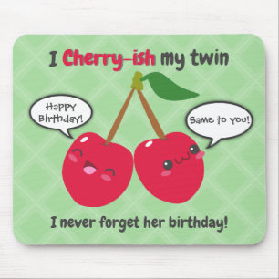 Mousepad Bela Cereja Vermelha Kawaii Twita Aniversário