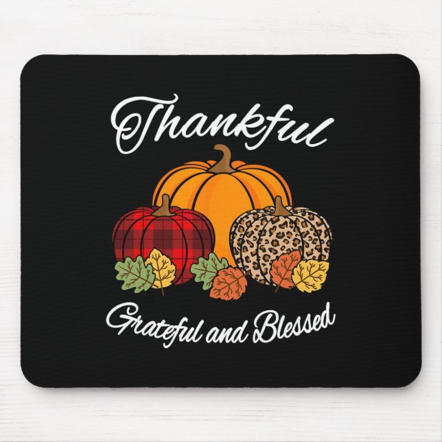 Mousepad Bela de Ação de Graças da Xadrez Leopard Pumpkin o (Frente)