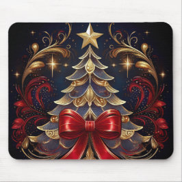 Mousepad Bela Design de Friso Vermelho de Árvore de Natal