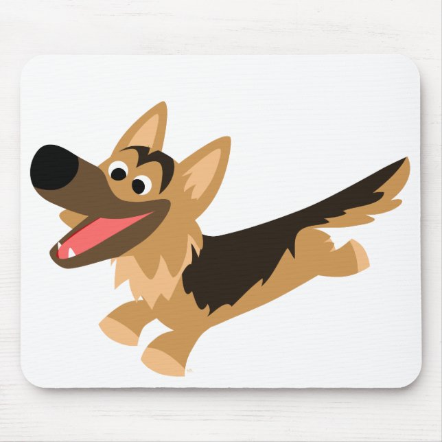 Mousepad Bela e Feliz German shepherd de Cartoon Mousemat (Frente)