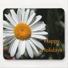 Mousepad Bela flor de margarida branca feliz férias floral
