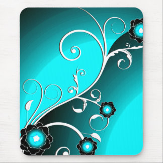 Mousepad Bela Prata Aqua Girassol Bonito Retro Floral