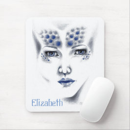 Mousepad Bela Senhora Universo Azul Cinza Alien Arte