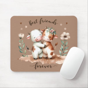 Mousepad Bela Vaca Melhor Amigos Abrindo Arte Floral