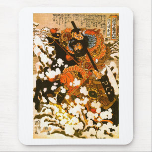 Mousepad Belas artes pretas de Kuniyoshi do garanhão de