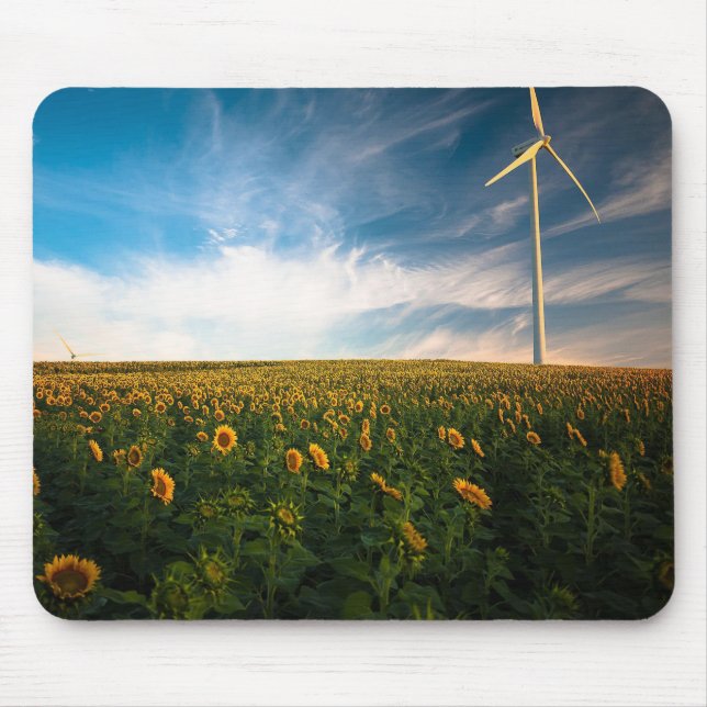 Mousepad belas flores do sol campo com céu azul nublado a (Frente)