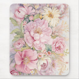 Mousepad Belas peônias rosa em aquarelas. 