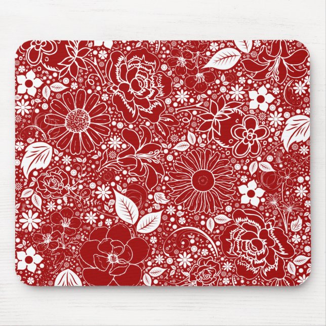 Mousepad Beleza Botânica Pad Vermelho de Mouse (Frente)