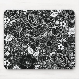 Mousepad Beleza Botânica Preta e Branca