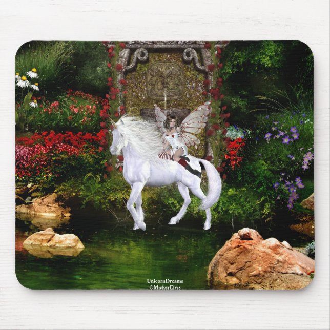 Mousepad Beleza branca 7 do unicórnio do coração do anjo (Frente)