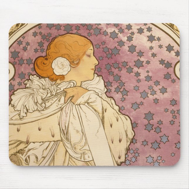 Mousepad Beleza da Mulher Mucha Art Nouveau (Frente)