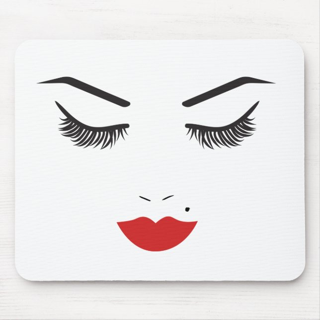 Mousepad Beleza Makeup Face Lashes & Red Lábios Salon (Frente)