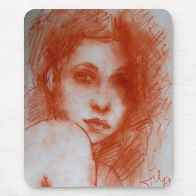 Mousepad BELEZA ROMÂNTICA / Retrato feminino em Sepia Brown (Frente)