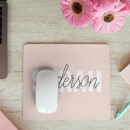 Mousepad Beleza Rosa Moderna Pastel Personalizada Seu Nome