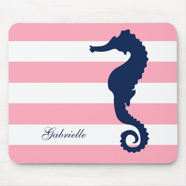 Mousepad Belga Azul-Branca, Cinzas Rosa, Cavalo-marinho (Frente)