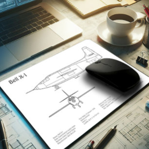 Mousepad Bell X-1 - Planos de Blueprint do Avião BD