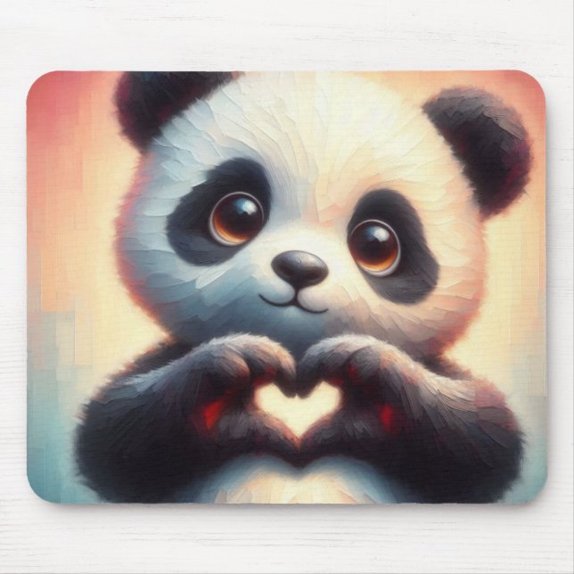 Mousepad Belo Amor Coração Panda (Frente)