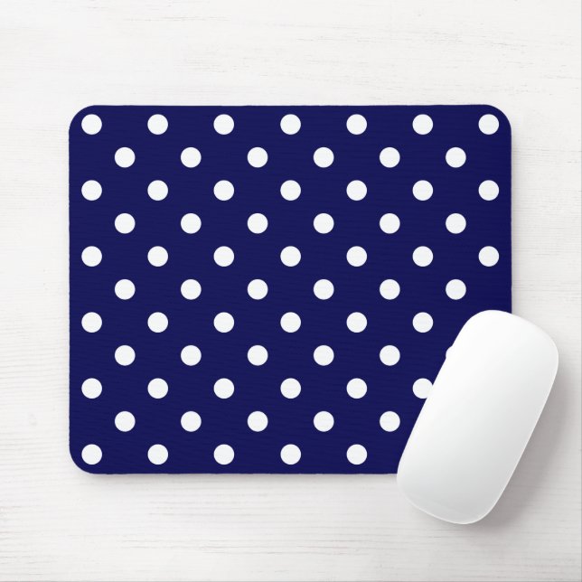 Mousepad Belo Azul Escuro E Na moda Bolinhas Brancas (Com mouse)