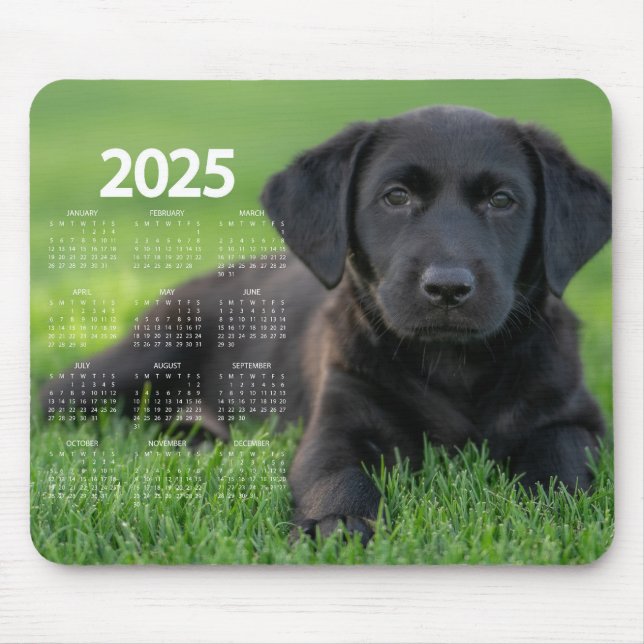 Mousepad Belo calendário negro Labrador 2025 (Frente)