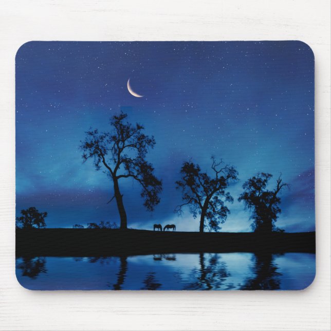 Mousepad Belo Campo Cavalos Starry Night Moon (Frente)