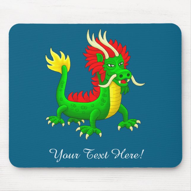 Mousepad Belo Dragão Chinês Desenhado à Mão (Frente)