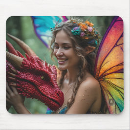 Mousepad Belo Dragão Vermelho Fada