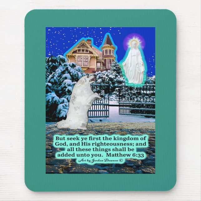 Mousepad Belo Eskie e Escritura Angel Matthew 6:33 (Frente)