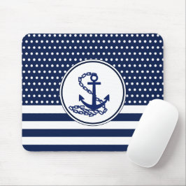 Mousepad Belo Estilo Marítimo, Azul E Branco, Âncora