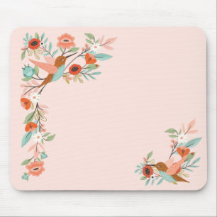 Mousepad Belo Humingbird Floral Blossom Jardim Rosa