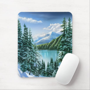 Mousepad Belo Lago Winter Sky Mountain