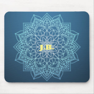 Mousepad Belo Mandala Azul com Monograma
