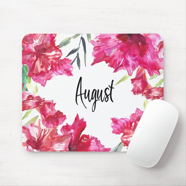 Mousepad Belo mês de nascimento Flores/Agosto (Com mouse)