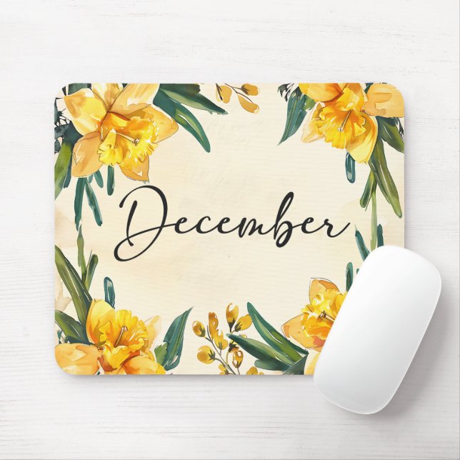 Mousepad Belo mês de nascimento Flores/Dezembro (Com mouse)