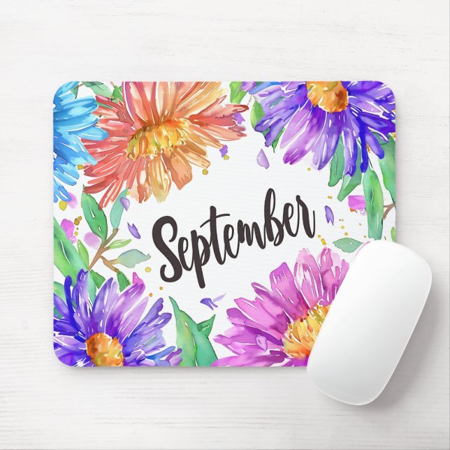 Mousepad Belo mês de nascimento Flores/Setembro (Com mouse)