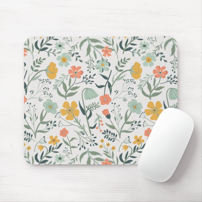 Mousepad Belo Padrão Botânico Floral (Com mouse)