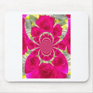 Mousepad Belo padrão de caleidoscópio em Rosas vermelhas