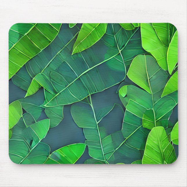 Mousepad Belo padrão de folhas verdes (Frente)