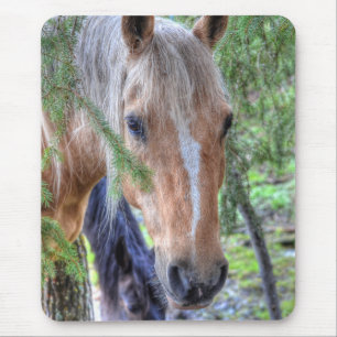 Mousepad Belo Palomino Tintas Cavalos e Ramificações em Chu