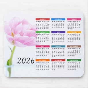 Mousepad Belo Pink Peony Calendário Floral 2022