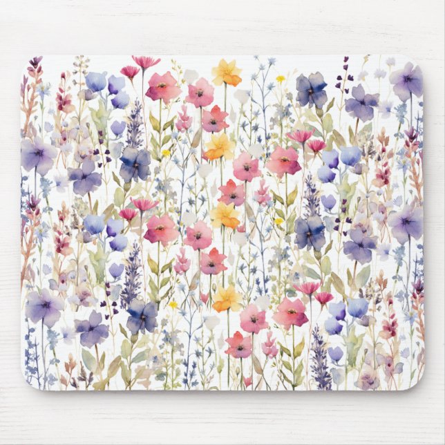 Mousepad Belo Primavera de Flores de Aquarela (Frente)