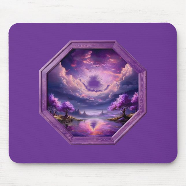 Mousepad Belo Quadro Paisagem Roxa Com Reflexos (Frente)