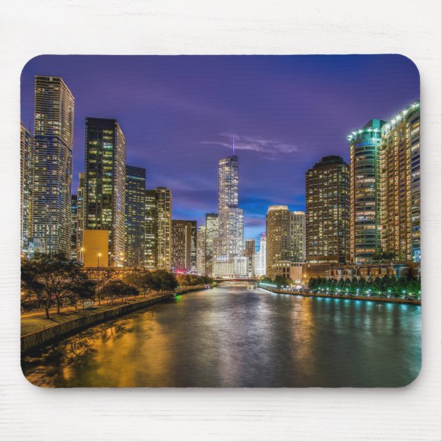 Mousepad Belo rio Chicago em Sunset, Illinois (Frente)