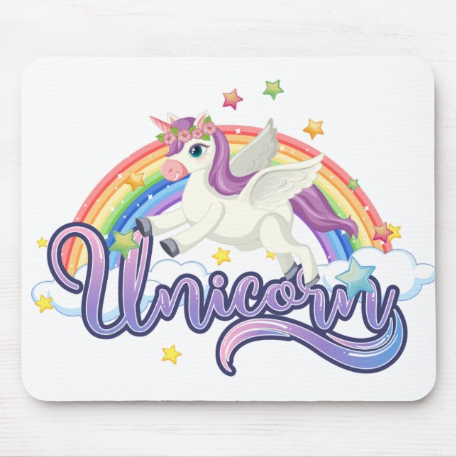 Mousepad Belo Unicórnio Arco-Íris (Frente)