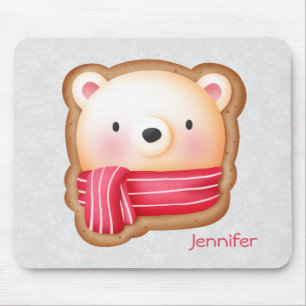 Mousepad Belo Urso Enfrentado Vermelho Scarf e Cheeks Rosad