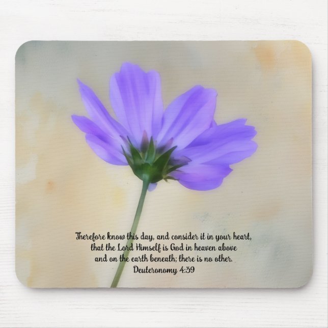 Mousepad Below a Flower Faith Deuteronomy Bible Verse (Frente)