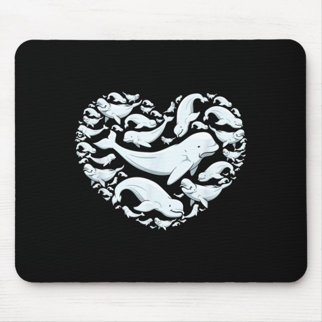Mousepad Beluga Whales Valentine Days For Kids Boy Girl Men (Frente)