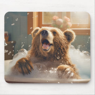 Mousepad Belzzle Bear Animal Diversão Bath Tub Feliz Hora d