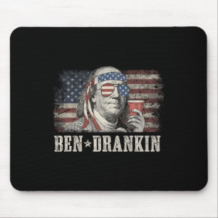 Mousepad Ben Drankin Beer 4 de Julho Bandeira Vintage Engra