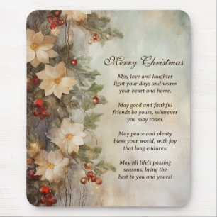 Mousepad Bênção Irlandesa de Natal Flores de inverno Boni