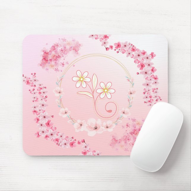 Mousepad Bênção primavera - Ilustração Floral Rosa (Com mouse)